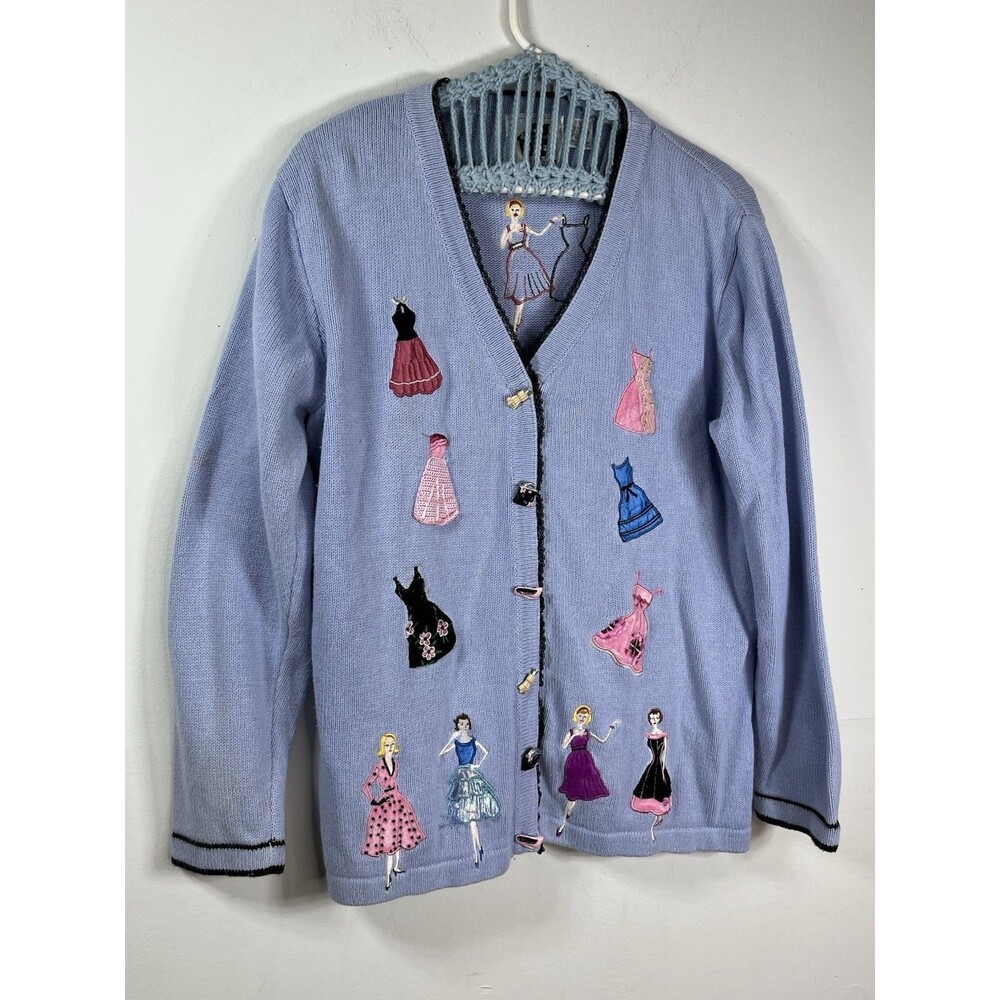 Vtg Storybook Knits Cardigan Sweater L VTG Shopping 50s 60s Ladies Barbie core